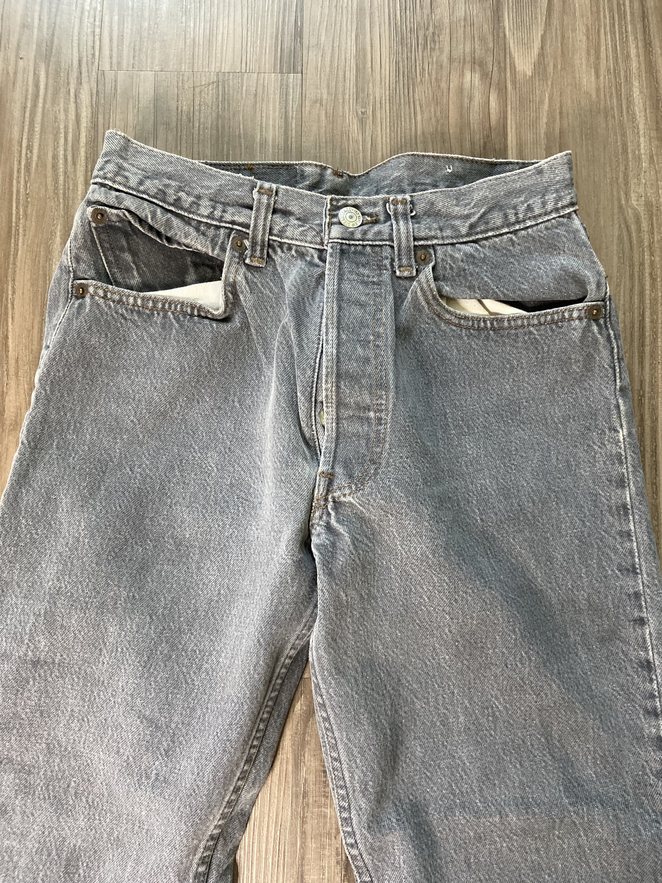 Vintage 501 Levi's Light Faded Black Denim Jeans — DEAD PEOPLE'S SHIT